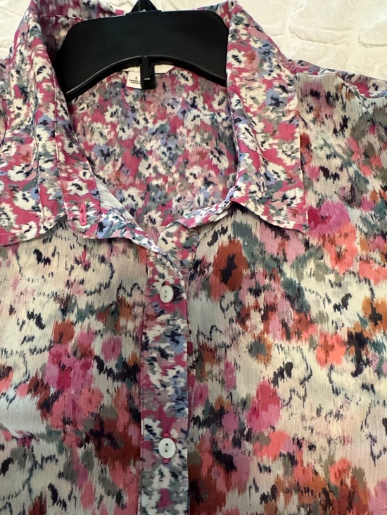 Liverpool Pink Multi Floral Button-Down Blouse - Picture 6 of 7